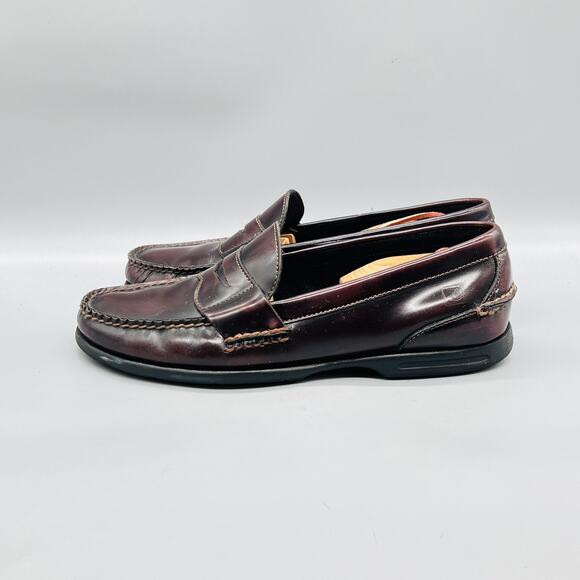 Sperry Shoes Men 11 Brown Leather Top Sider Slip On Penny Loafers Casual Comfort
